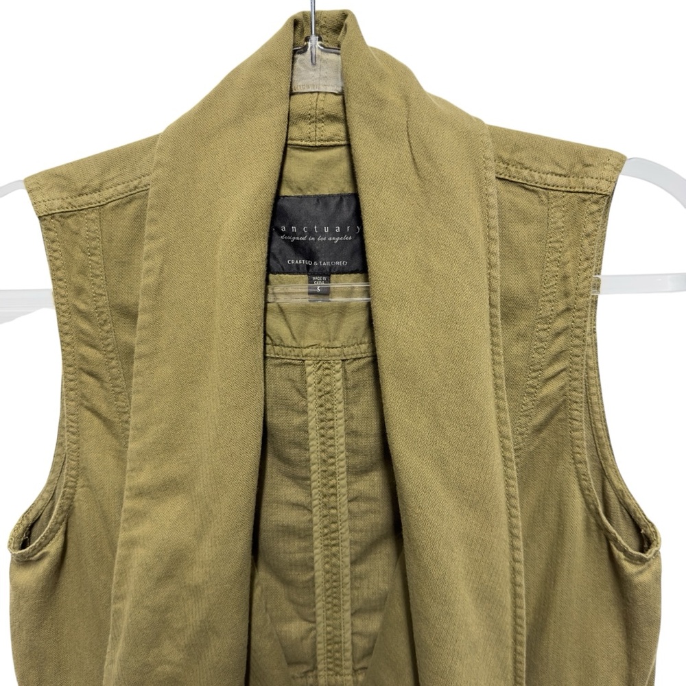 Pure Linen Cotton Herringbone Safari Desert Utility Safari Vest Jacket Army - Picture 3 of 7